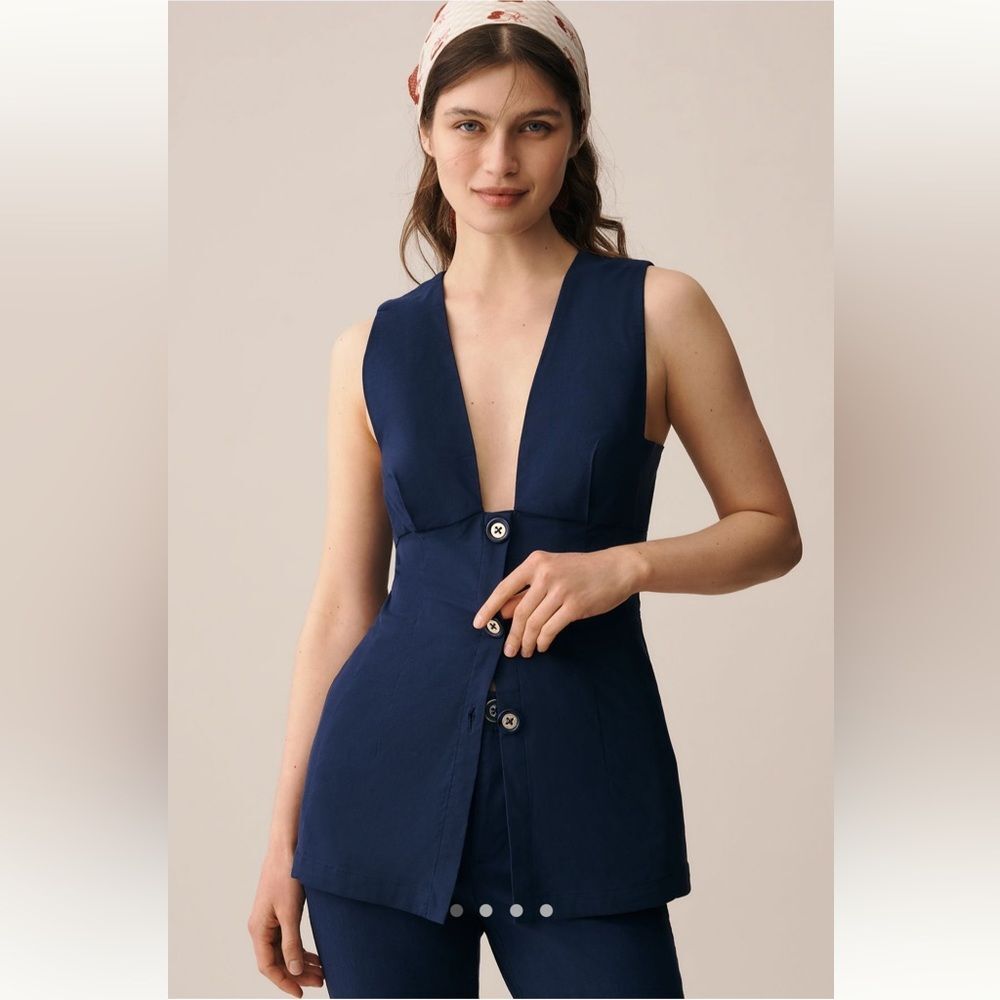 Anthropologie Maeve Deep-V Button-Front Vest